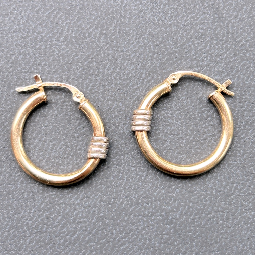 Vintage 14kt gold and silver hoop earrings